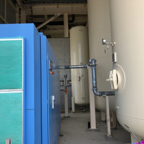 Air tank receiver in warehouse.
