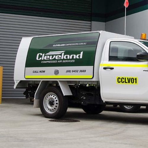 Cleveland Compressors branded ute.